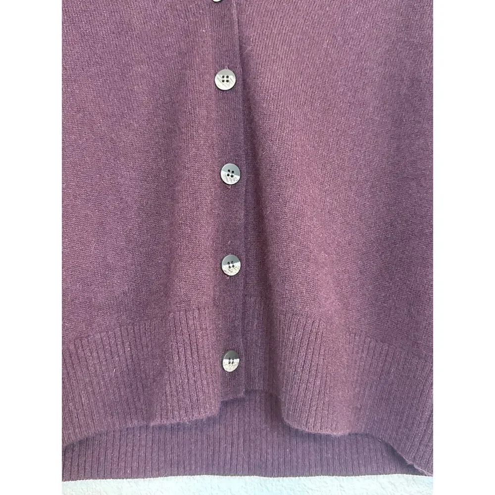 Vintage Brown 100% Cashmere Cardigan Sweater Medium Neutral Classic Minimalist